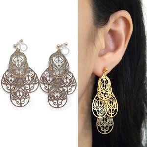 Filigree invisible CLIP ON earrings (Etsy shop)